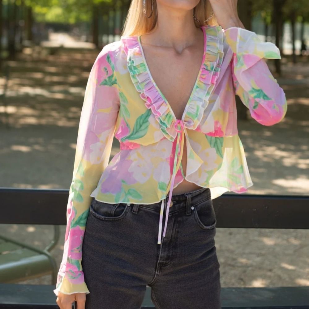 Ruffle open blouse - Picture 7 of 8